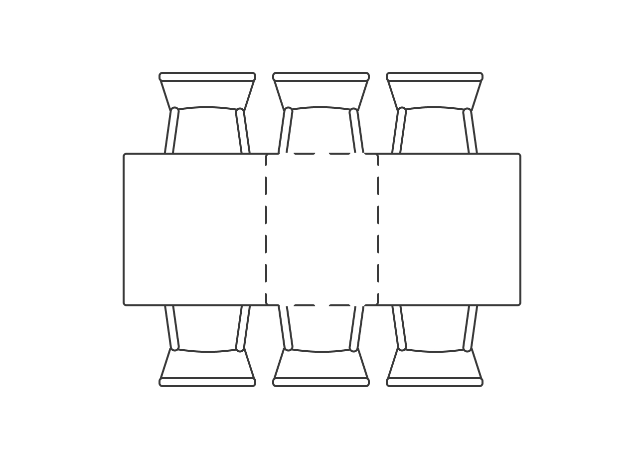 Квадратный, раскладной, 6 мест, без торцевых